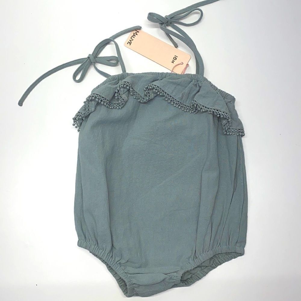 MAUVE BY PASTEL BUBBLE WITH RUFFLE AND TIE SHOULDER GIRLS KIDS SZ 18months New